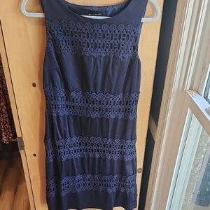 White House Black Market Navy Crochet Midi Dress